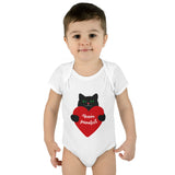 Baby Bodysuit – Black Cat Holding Heart “You’re Purrfect” Infant Onesie (Valentine’s/Newborn Gift)