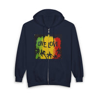 Rasta One Love Hoodie, Unisex Zip Sweatshirt, Festival Wear, Perfect Gift, Music Lovers Hoodie, Summer Vibes Apparel