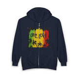 Rasta One Love Hoodie, Unisex Zip Sweatshirt, Festival Wear, Perfect Gift, Music Lovers Hoodie, Summer Vibes Apparel