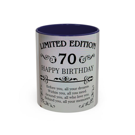 Mug - Celebrating 70th Birthday Happy Birthday Adventure Design