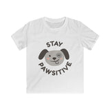 Kids Tee — "Stay Pawsitive" Cute Puppy Graphic