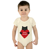Baby Bodysuit – Black Cat Holding Heart “You’re Purrfect” Infant Onesie (Valentine’s/Newborn Gift)