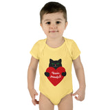 Baby Bodysuit – Black Cat Holding Heart “You’re Purrfect” Infant Onesie (Valentine’s/Newborn Gift)