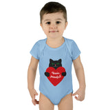 Baby Bodysuit – Black Cat Holding Heart “You’re Purrfect” Infant Onesie (Valentine’s/Newborn Gift)