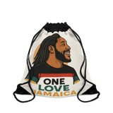 One Love Jamaica Drawstring Bag — Reggae Rasta Backpack with Dreadlocks Portrait