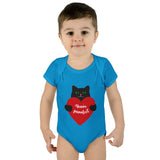 Baby Bodysuit – Black Cat Holding Heart “You’re Purrfect” Infant Onesie (Valentine’s/Newborn Gift)