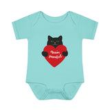 Baby Bodysuit – Black Cat Holding Heart “You’re Purrfect” Infant Onesie (Valentine’s/Newborn Gift)