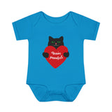 Baby Bodysuit – Black Cat Holding Heart “You’re Purrfect” Infant Onesie (Valentine’s/Newborn Gift)