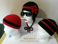 MALVIA'S COLLECTION RED & BLACK BEANIE  - Perfect for family or single wear. PRICE: $20.00 ea  SOLD OUT - 