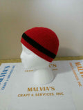 Beautiful read beanie black stripe enhance the charm of this handmade crochet skull hat.  Price $20.00 - SOLD OUT  but custom made by order.